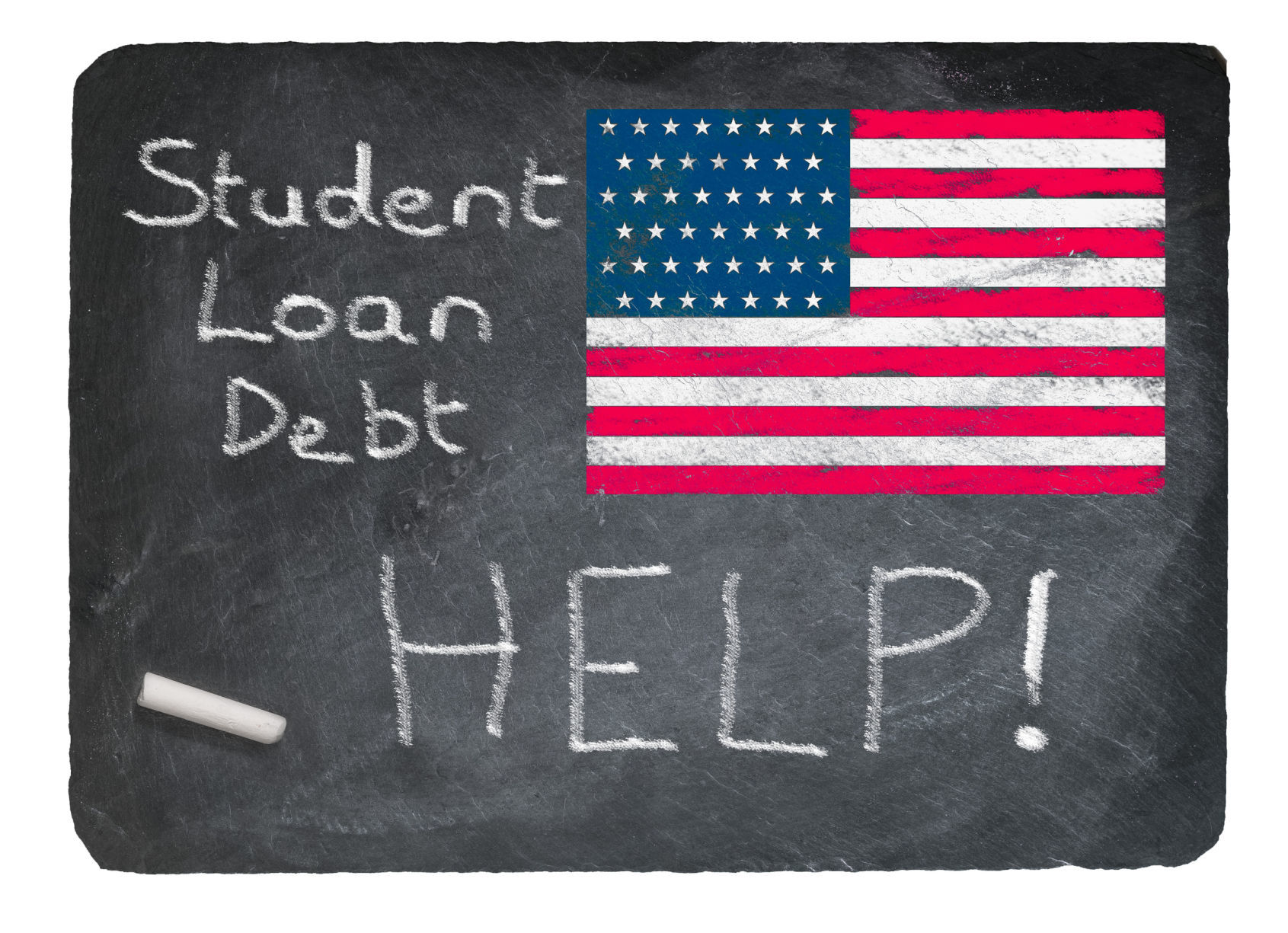 Student loan concept using chalk on slate blackboard